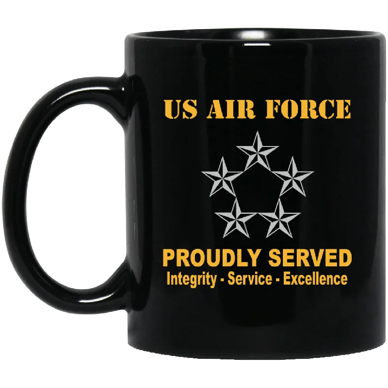 eco-friendly coffee mugs for tea-US Air Force O-10 General of the Air Force GAF O10 General Officer Ranks Proudly Served Black Mug 11 oz - 15 oz