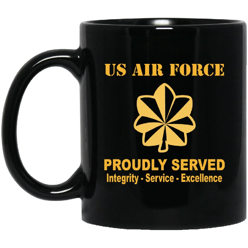 personalized ceramic mugs for teachers-US Air Force O-4 Major Maj O4 Field Officer Ranks Proudly Served Black Mug 11 oz - 15 oz