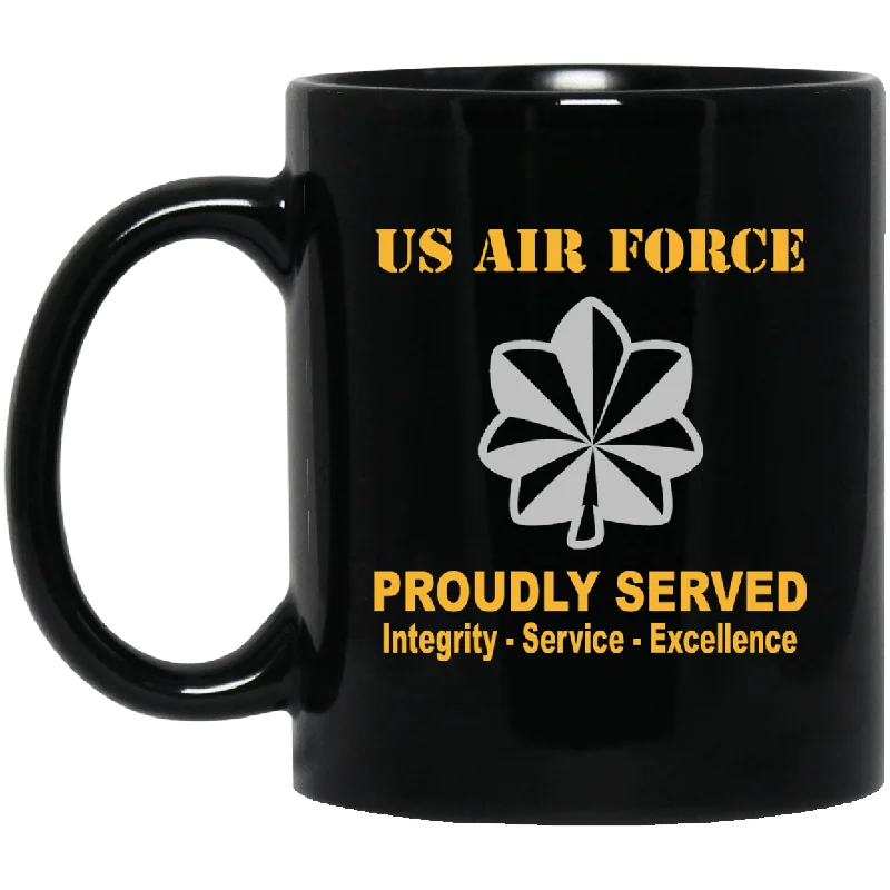 high-quality ceramic travel mugs-US Air Force O-5 Lieutenant Colonel Lt Co O5 Field Officer Ranks Proudly Served Black Mug 11 oz - 15 oz