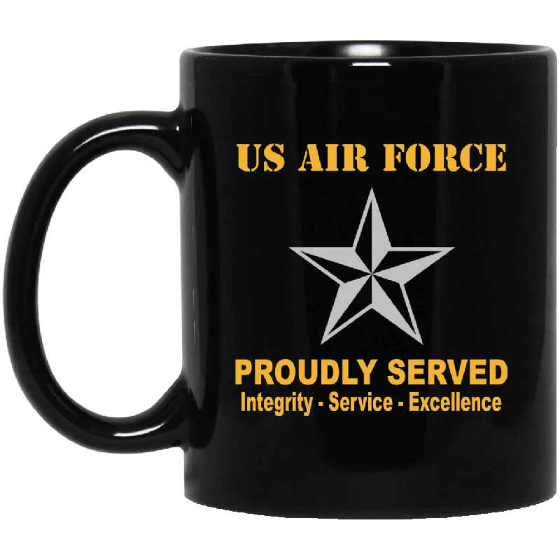 reusable mugs for tea lovers-US Air Force O-7 Brigadier General Brig O7 General Officer Ranks Proudly Served Black Mug 11 oz - 15 oz