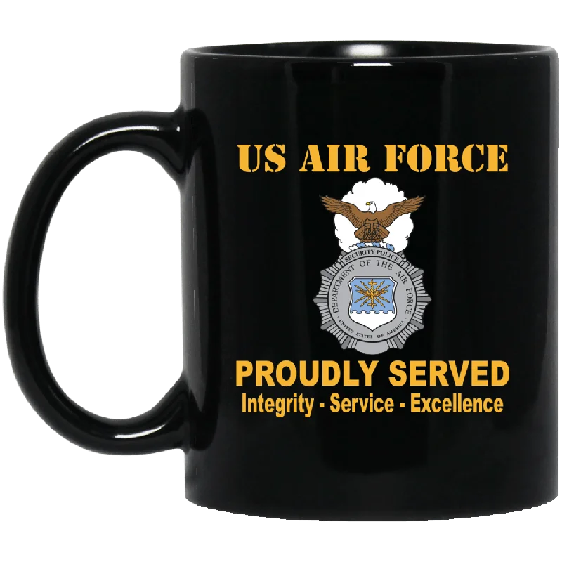 unique coffee mugs for family gatherings-US Air Force Security Forces 11 oz - 15 oz Black Mug