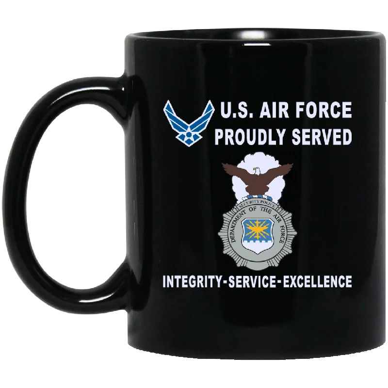 funny mugs for holiday gifts-US Air Force Security Police Proudly Served-D04 11 oz - 15 oz Black Mug