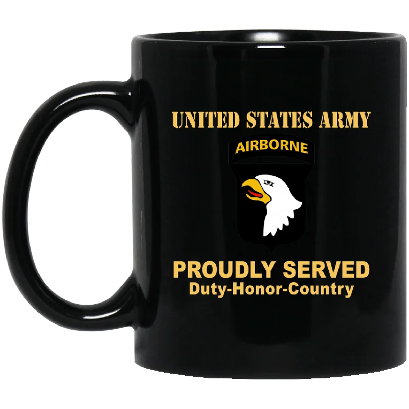 unique travel coffee mugs for work-US ARMY 101ST AIRBORNE DIVISION - 11 oz - 15 oz Black Mug