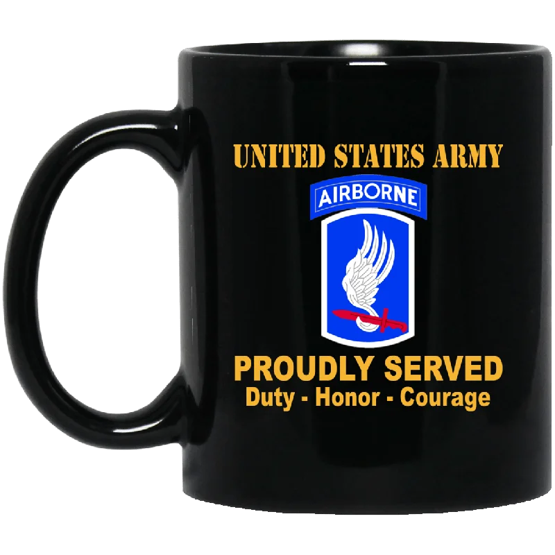 large insulated coffee mugs for camping-US Army 173rd Airborne 11 oz - 15 oz Black Mug