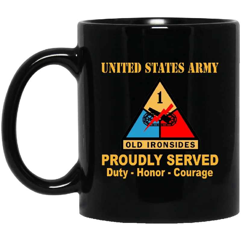 creative coffee mugs with designs-US Army 1st Armored Division 11 oz - 15 oz Black Mug