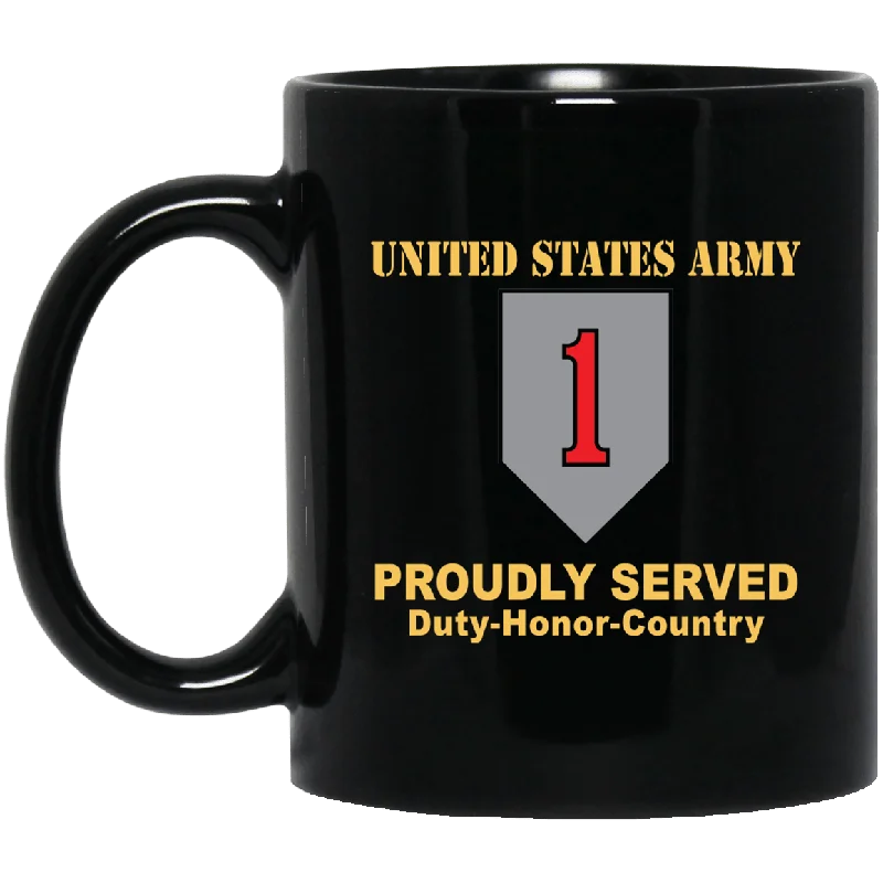 personalized mugs for family gatherings-US ARMY 1ST INFANTRY DIVISION- 11 oz - 15 oz Black Mug