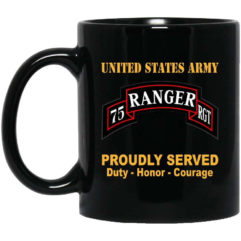 personalized mugs with funny designs-US Army 75 Ranger RGT 11 oz - 15 oz Black Mug