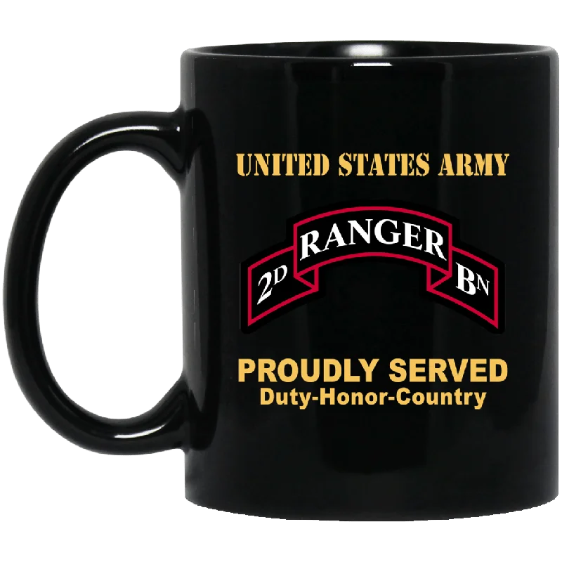 unique mugs with quotes for gifts-US ARMY 75TH RANGER REGIMENT 2ND BATTALION - 11 oz - 15 oz Black Mug