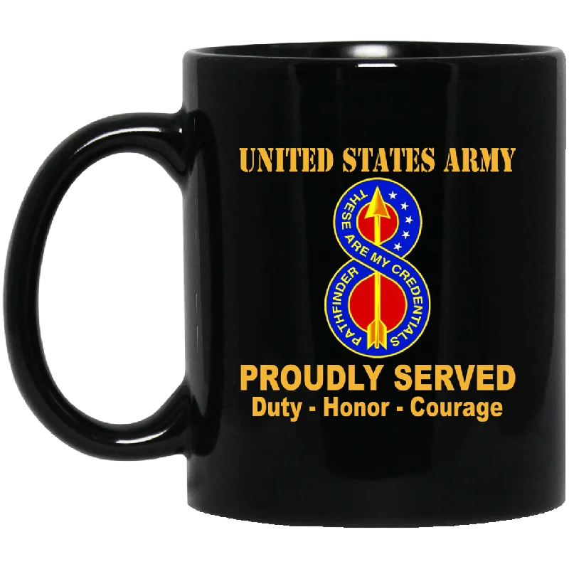 double wall travel mugs for commuting-US Army 8th Infantry Division UC Round 11 oz - 15 oz Black Mug