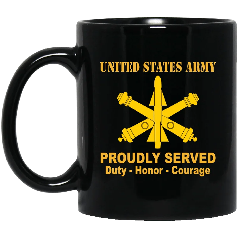 eco-friendly travel cups with lids-US Army Air Defense Artillery Black Mug 11 oz - 15 oz