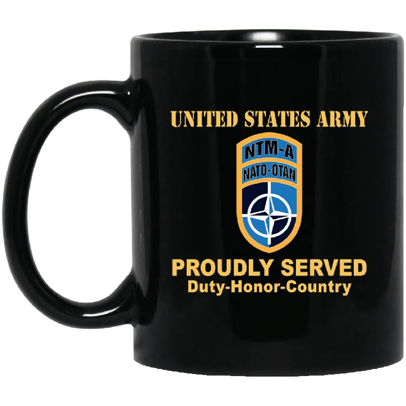 custom coffee mugs for family gifts-US ARMY CSIB NATO TRAINING MISSION AFGHANISTAN- 11 oz - 15 oz Black Mug