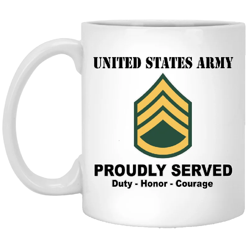 reusable coffee mugs for hot drinks-US Army E-6 Staff Sergeant E6 SSG Noncommissioned Officer Ranks White Coffee Mug - Stainless Travel Mug