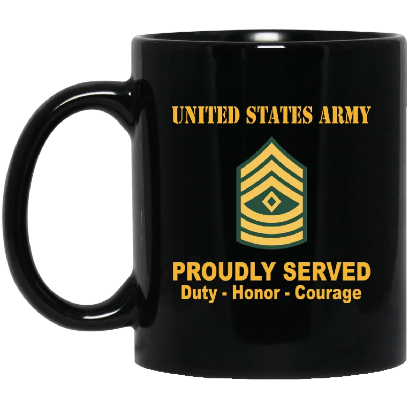 custom coffee mugs for celebrations-US Army E-8 First Sergeant E8 1SG Noncommissioned Officer Ranks Proudly Served Black Mug Black Mug