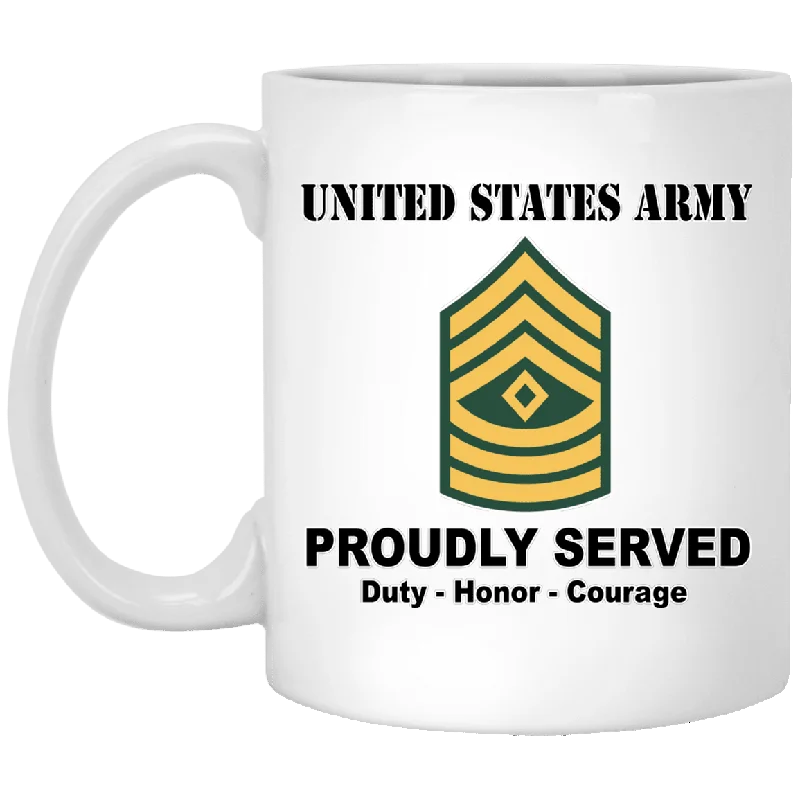 personalized travel mugs for winter-US Army E-8 First Sergeant E8 1SG Noncommissioned Officer Ranks White Coffee Mug - Stainless Travel Mug