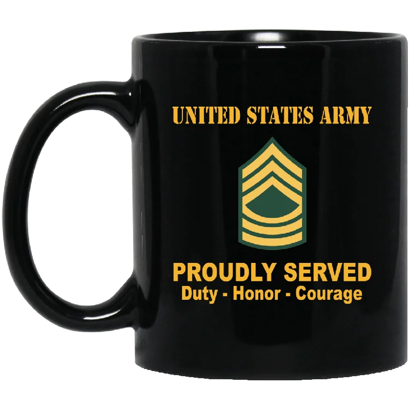 best mugs for hot beverages in winter-US Army E-8 Master Sergeant E8 MSG Noncommissioned Officer Ranks Proudly Served Black Mug Black Mug