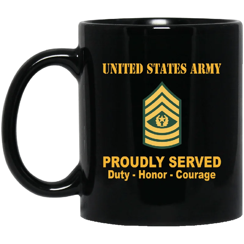 large coffee mugs for tea lovers-US Army E-9 Command Sergeant Major E9 CSM Noncommissioned Officer Ranks Proudly Served Black Mug Black Mug