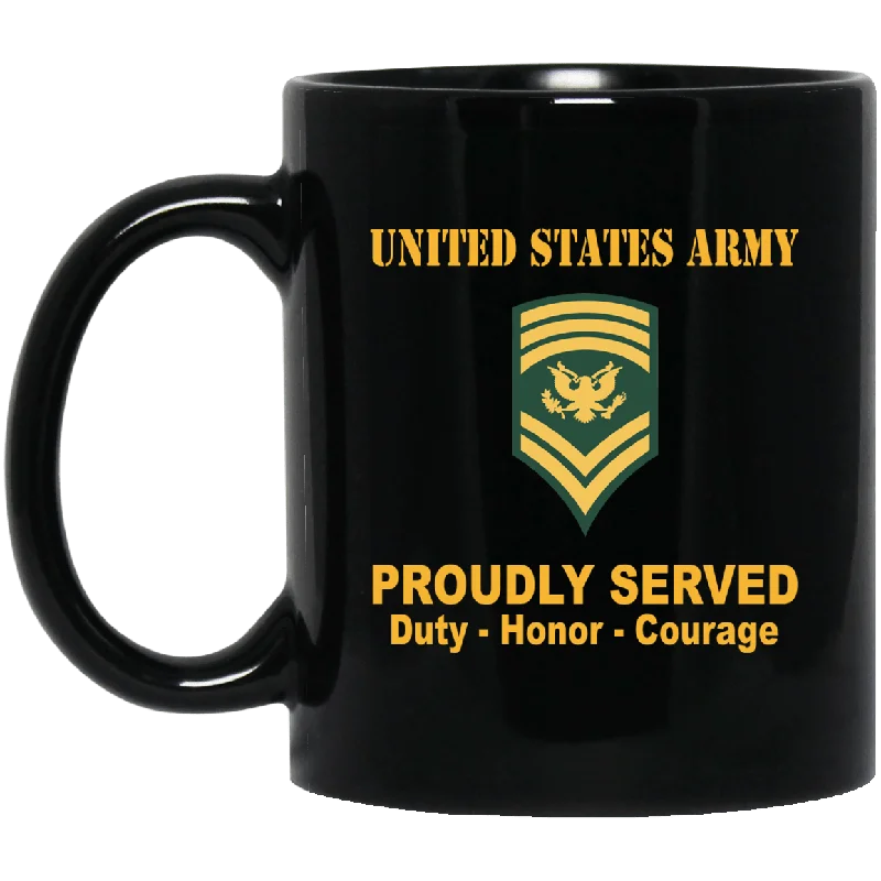 best thermal mugs for coffee enthusiasts-US Army E-9 SPC E9 Specialist Ranks Proudly Served Black Mug Black Mug