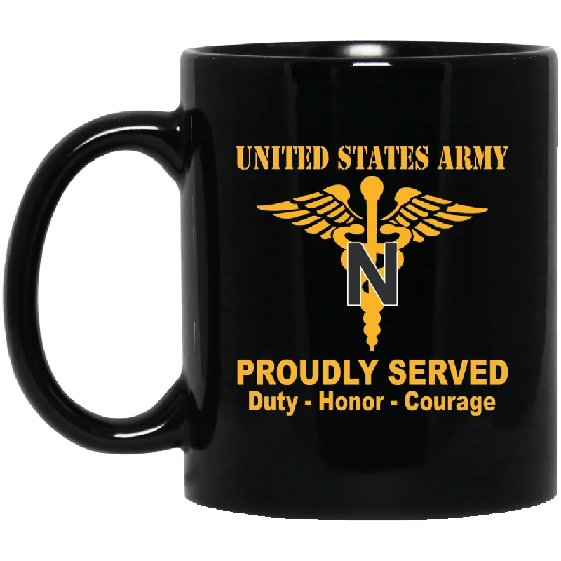 cute mugs with funny animal designs-US Army Nurse Corps Black Mug 11 oz - 15 oz