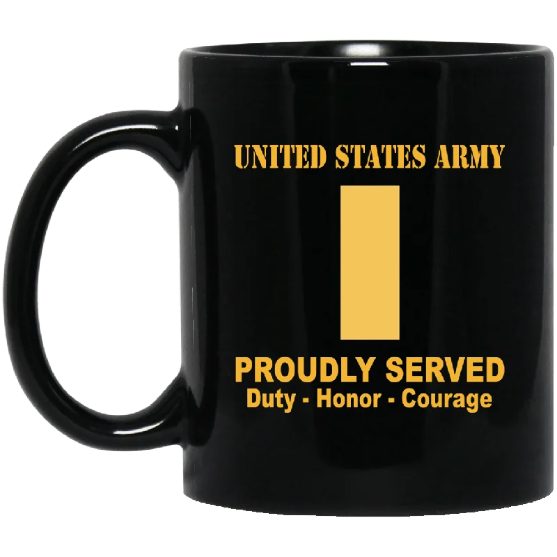 unique photo mugs for gift giving-US Army O-1 Second Lieutenant O1 2LT Commissioned Officer Ranks Proudly Served Black Mug Black Mug