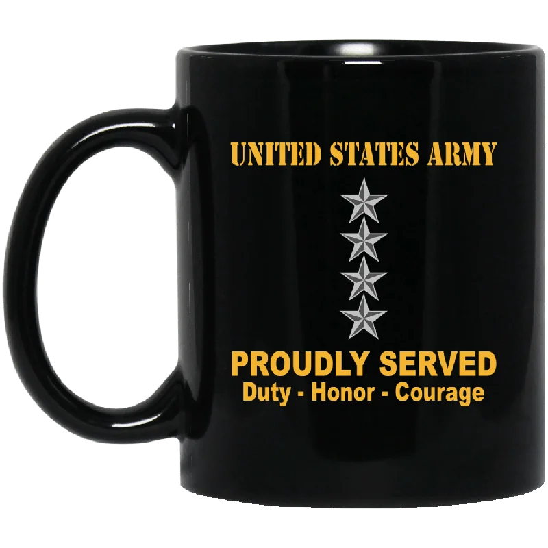 personalized coffee cups for holiday parties-US Army O-10 General O10 GEN General Officer Ranks Proudly Served Black Mug Black Mug