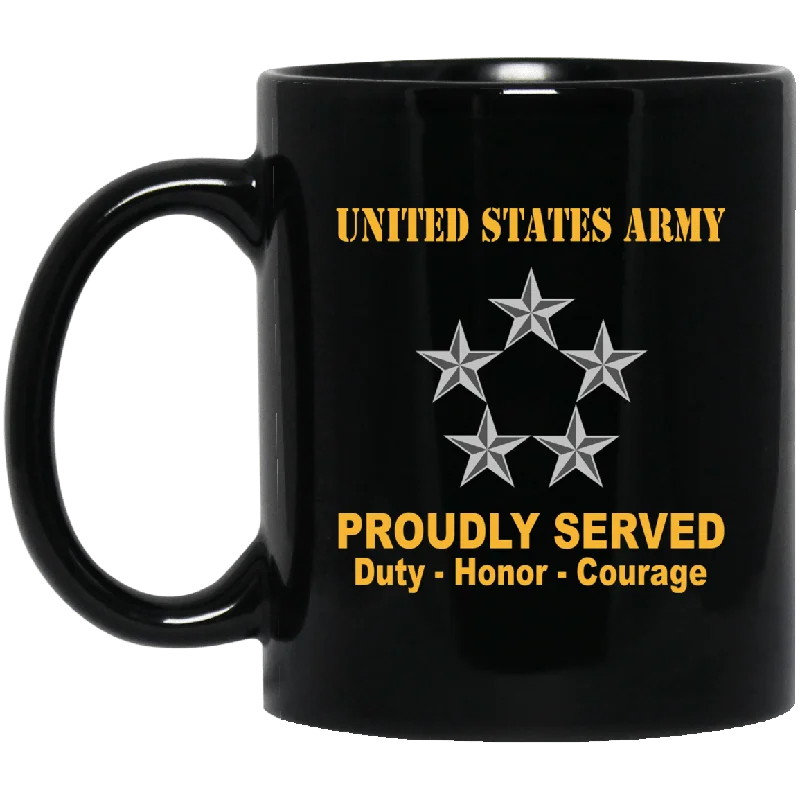 stylish coffee cups for office use-US Army O-10 General of the Army O10 GA General Officer Ranks Proudly Served Black Mug Black Mug