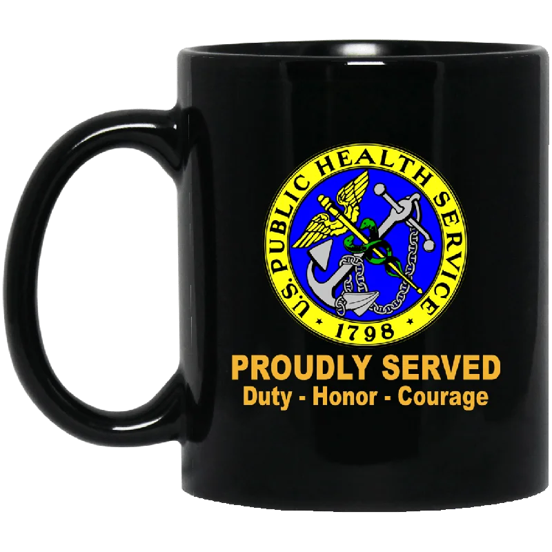 personalized coffee cups for office parties-US Army Public Health Service Black Mug 11 oz - 15 oz