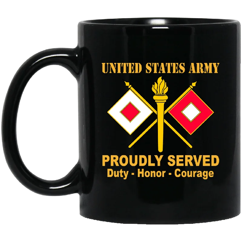 best coffee mugs for the office kitchen-US Army Signal Corps Black Mug 11 oz - 15 oz