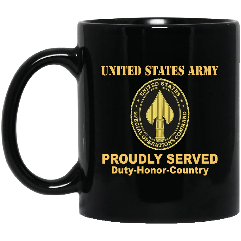 large travel mugs with custom logos-US ARMY USA ELEMENT SPECIAL OPERATIONS COMMAND- 11 oz - 15 oz Black Mug