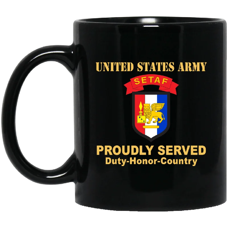 unique photo mugs for gift giving-US ARMY USARAF-SETAF COMBAT SERVICE ID BADGE- 11 oz - 15 oz Black Mug