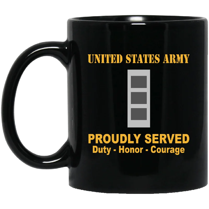 personalized mugs for family gatherings-US Army W-3 Chief Warrant Officer 3 W3 CW3 Warrant Officer Ranks Proudly Served Black Mug Black Mug