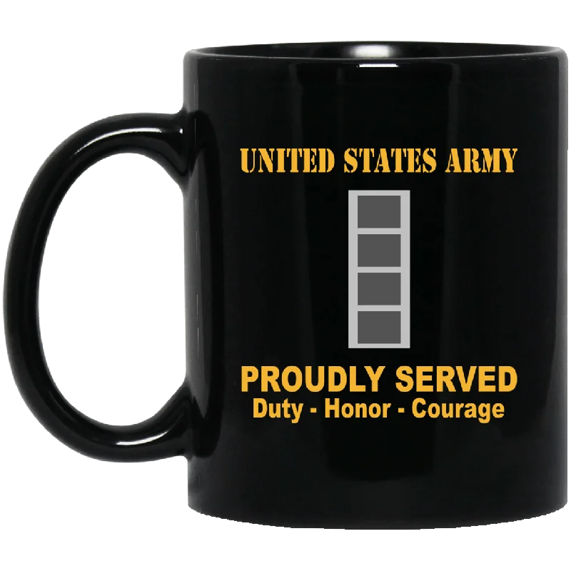 best ceramic mugs for office use-US Army W-4 Chief Warrant Officer 4 W4 CW4 Warrant Officer Ranks Proudly Served Black Mug Black Mug