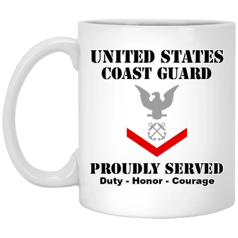 funny coffee cups for office parties-US Coast Guard E-4 Petty Officer Third Class E4 PO3 Petty Officer Ranks White Coffee Mug - Stainless Travel Mug