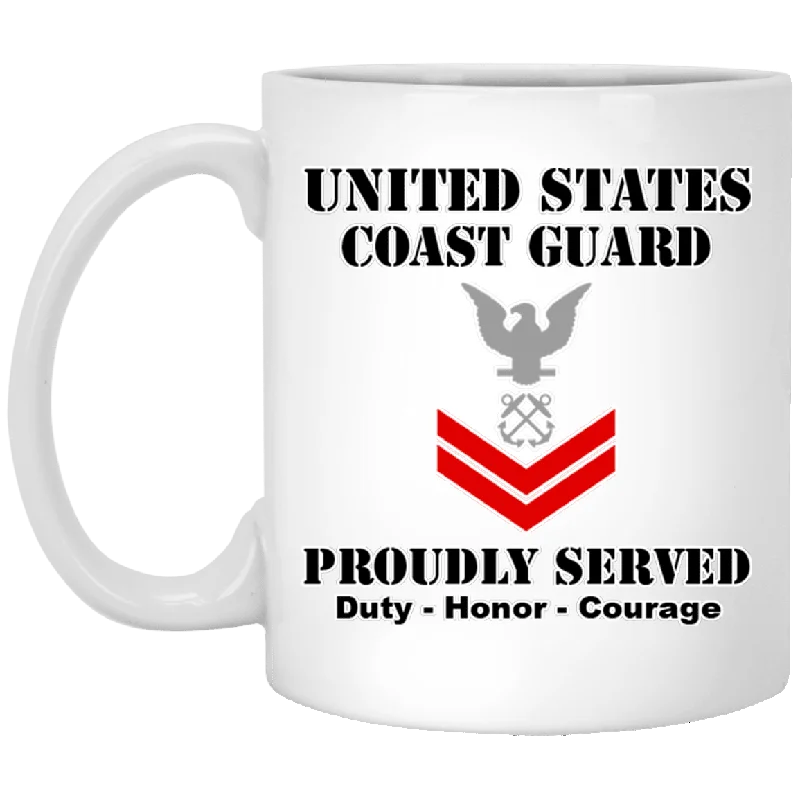 custom photo mugs for wedding gifts-US Coast Guard E-5 Petty Officer Second Class E5 PO2 Petty Officer Ranks White Coffee Mug - Stainless Travel Mug