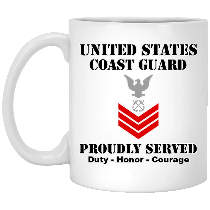 stylish mugs for weddings-US Coast Guard E-6 Petty Officer First Class E6 PO1 Petty Officer Ranks White Coffee Mug - Stainless Travel Mug