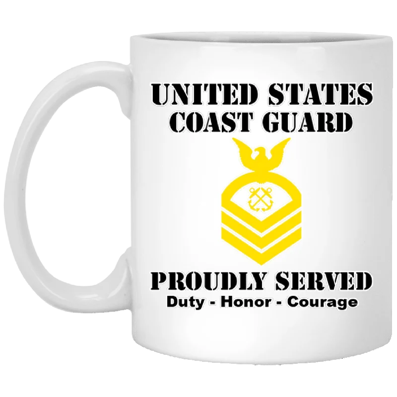 best mugs for hot beverages in winter-US Coast Guard E-7 Chief Petty Officer E7 CPO Chief Petty Officer Ranks White Coffee Mug - Stainless Travel Mug