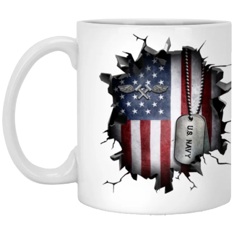 cute mugs for party favors-US Navy Aviation Structural Mechanic Navy AM 3D Break Effect 11oz - 15oz White Mug