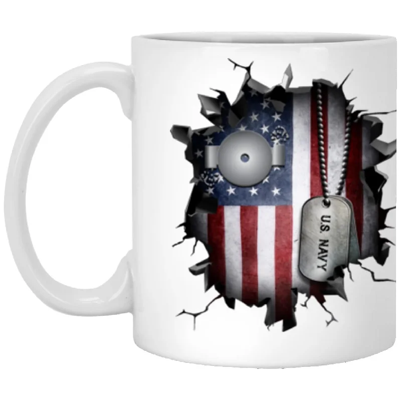 custom ceramic mugs for restaurants-US Navy Boiler technician Navy BT 3D Break Effect 11oz - 15oz White Mug