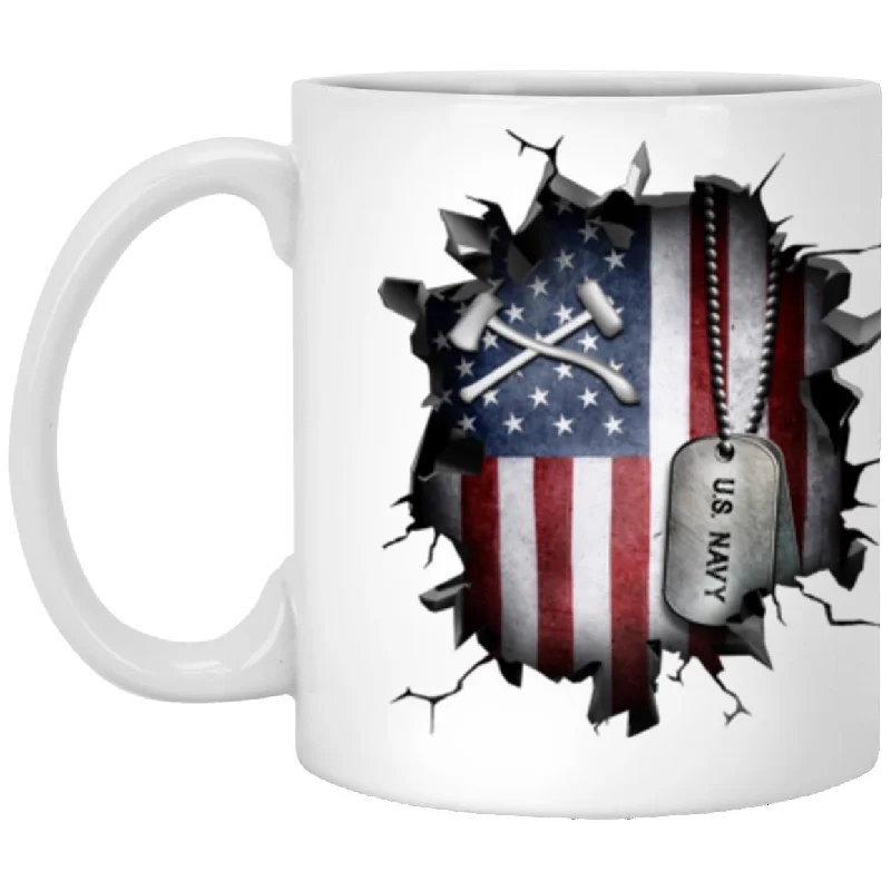 personalized coffee mugs for weddings-US Navy Damage Controlman Navy DC3D Break Effect 11oz - 15oz White Mug