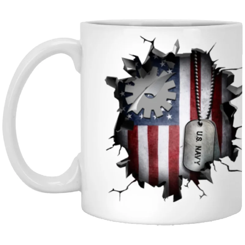 unique tea mugs for tea parties-US Navy Data Processing Technician Navy DP 3D Break Effect 11oz - 15oz White Mug