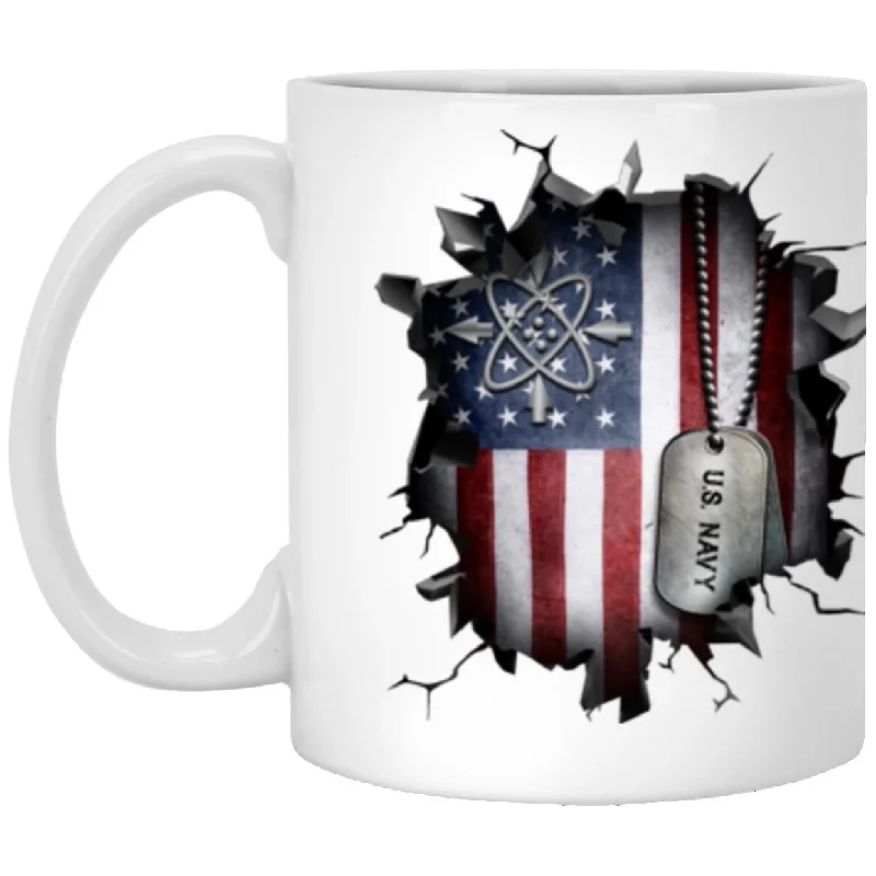 double wall coffee mugs for hot drinks-US Navy Data systems technician Navy DS 3D Break Effect 11oz - 15oz White Mug