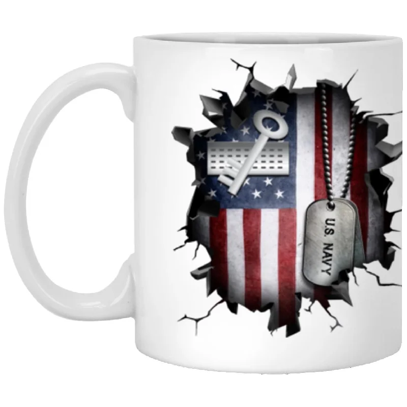 personalized mugs for Valentine’s Day-US Navy Disbursing Clerk Navy DK 3D Break Effect 11oz - 15oz White Mug