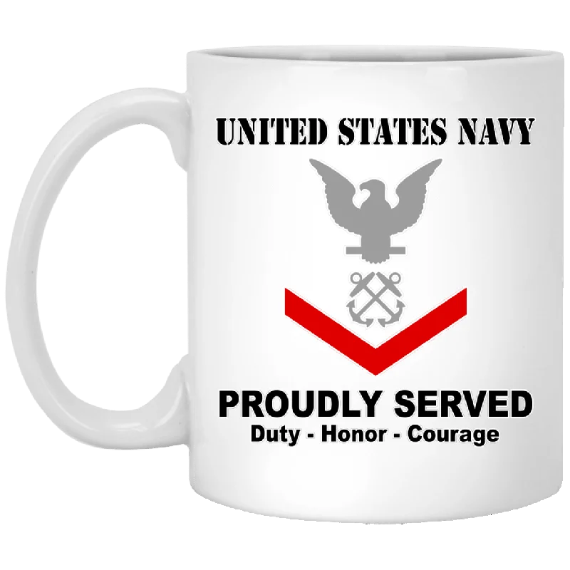 personalized ceramic mugs for teachers-US Navy E-4 Petty Officer Third Class E4 PO3 Noncommissioned Officer Ranks T shirt White Coffee Mug - Stainless Travel Mug