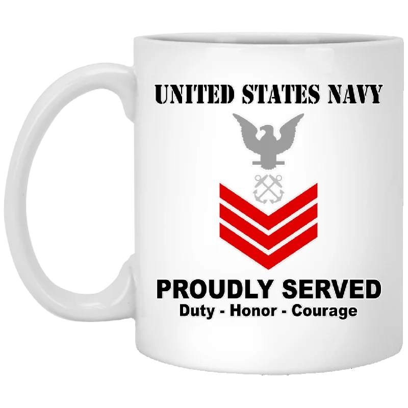 large travel mugs for daily use-US Navy E-6 Petty Officer First Class E6 PO1 Noncommissioned Officer Ranks T shirt White Coffee Mug - Stainless Travel Mug