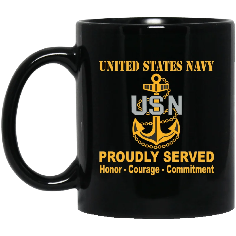 custom photo coffee mugs for events-US Navy E-7 Chief Petty Officer E7 CPO Senior Noncommissioned Officer Collar Device Black Mug 11 oz - 15 oz