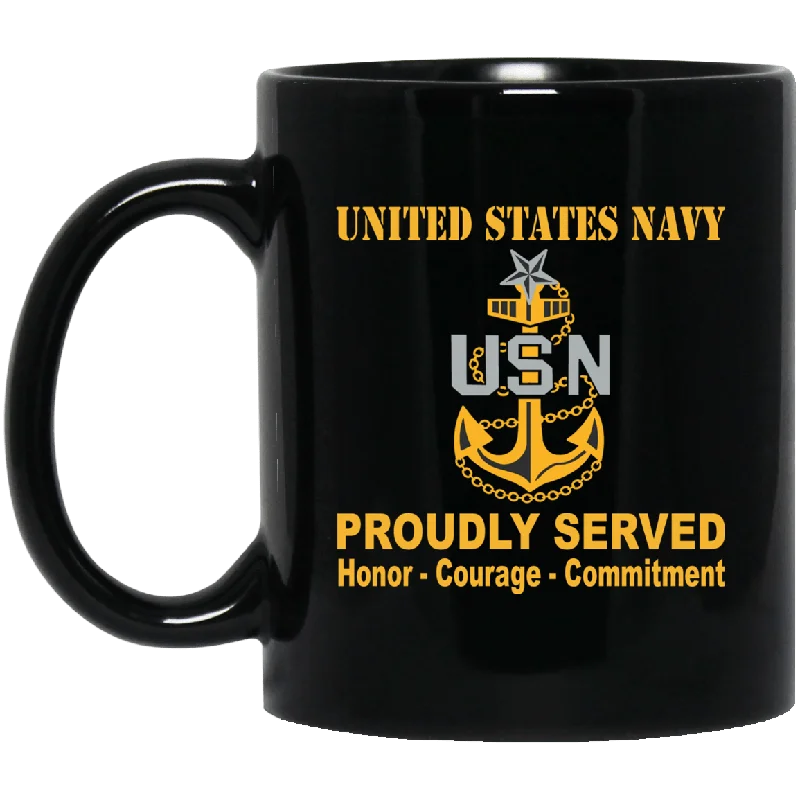 cute coffee cups for home kitchen-US Navy E-8 Senior Chief Petty Officer E8 SCPO Senior Noncommissioned Officer Collar Device Black Mug 11 oz - 15 oz