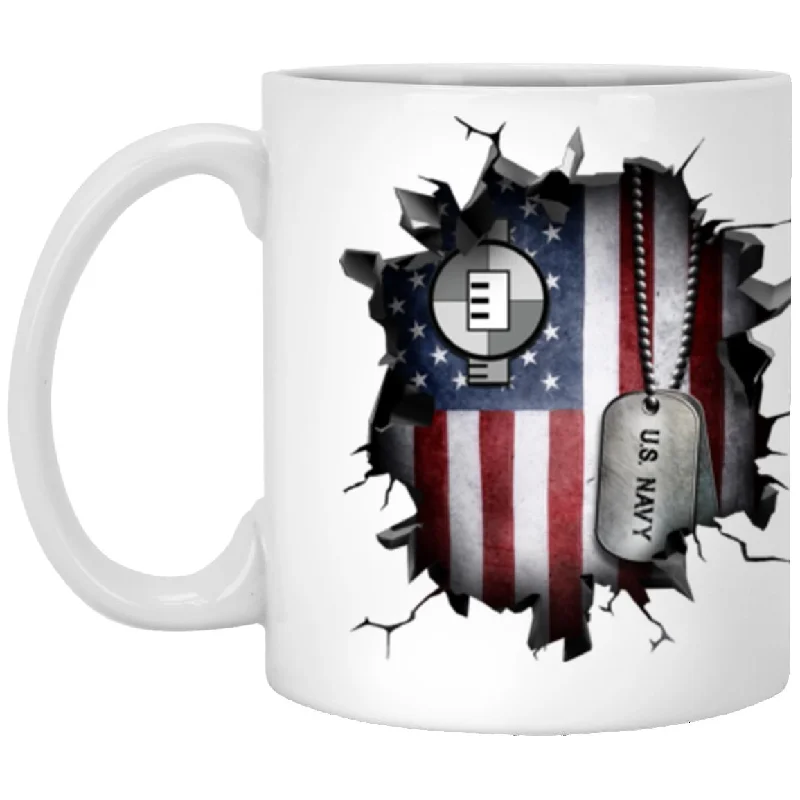 personalized coffee mugs for work-US Navy Engineering Aide Navy EA 3D Break Effect 11oz - 15oz White Mug