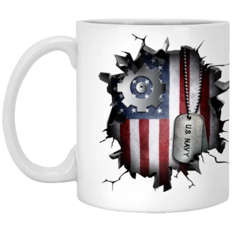 funny coffee cups for coworkers-US Navy Engineman Navy EN 3D Break Effect 11oz - 15oz White Mug