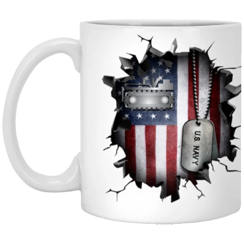 personalized mugs for friends and family-US Navy Equipment Operator Navy EO 3D Break Effect 11oz - 15oz White Mug