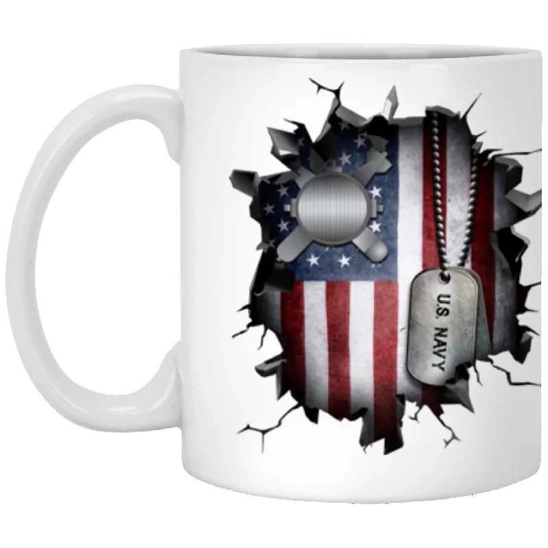 best mugs for tea breaks at work-US Navy Explosive Ordnance Disposal Navy EOD 3D Break Effect 11oz - 15oz White Mug