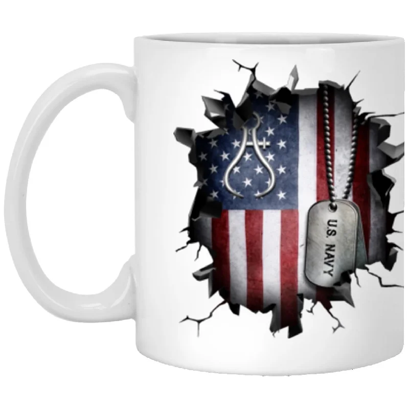 personalized travel mugs for winter-US Navy Instrumentman Navy IM 3D Break Effect 11oz - 15oz White Mug